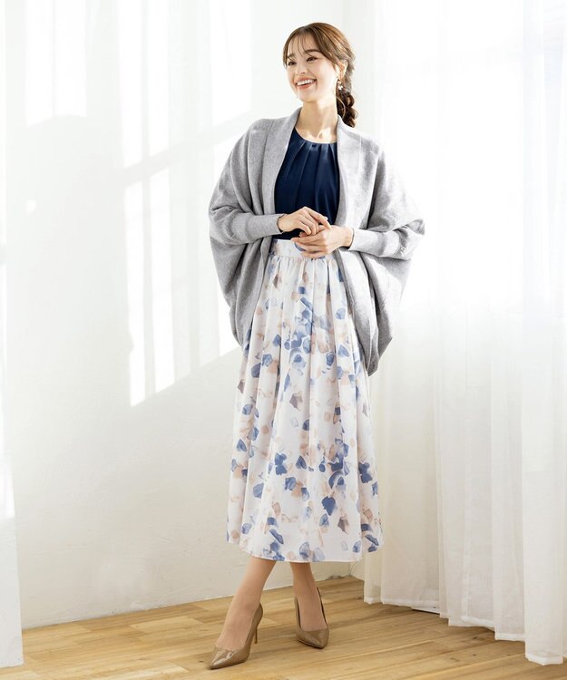 Tiaclasse 【新色追加・洗える】レースパフ袖ブラウス ネイビー