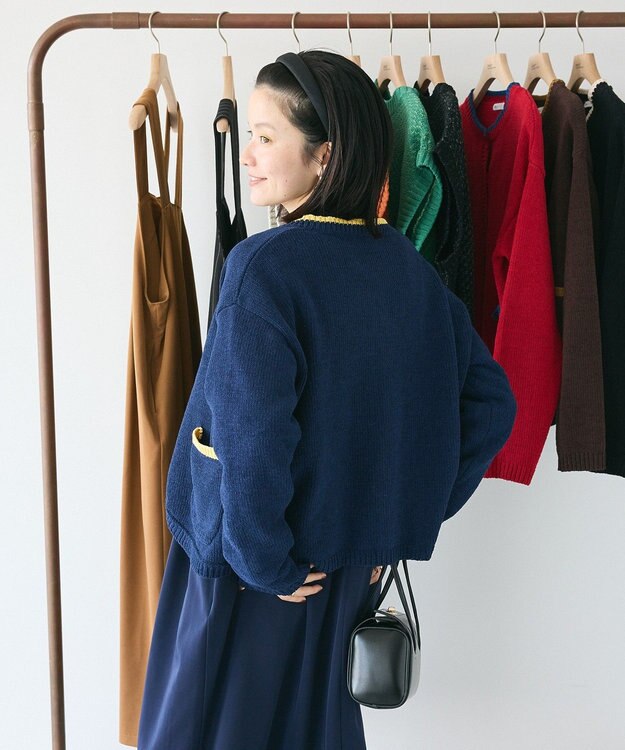 CRAFT STANDARD BOUTIQUE キナリノコラボ/洗える配色モールニットカーディガン/24AW Navy