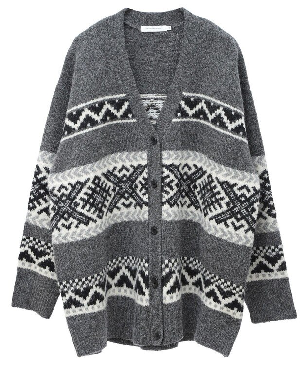 AMERICAN HOLIC ノルディック柄Ｖネックニットカーディガン Gray Mixture