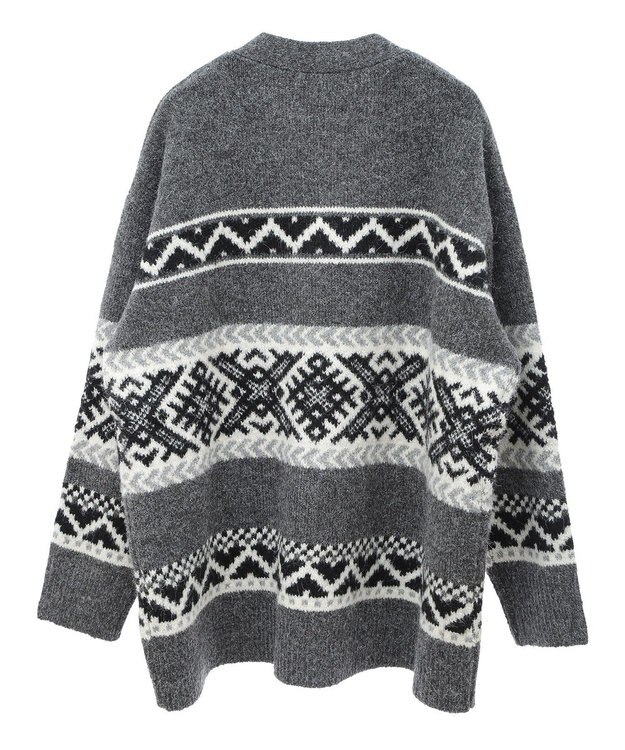 AMERICAN HOLIC ノルディック柄Ｖネックニットカーディガン Gray Mixture
