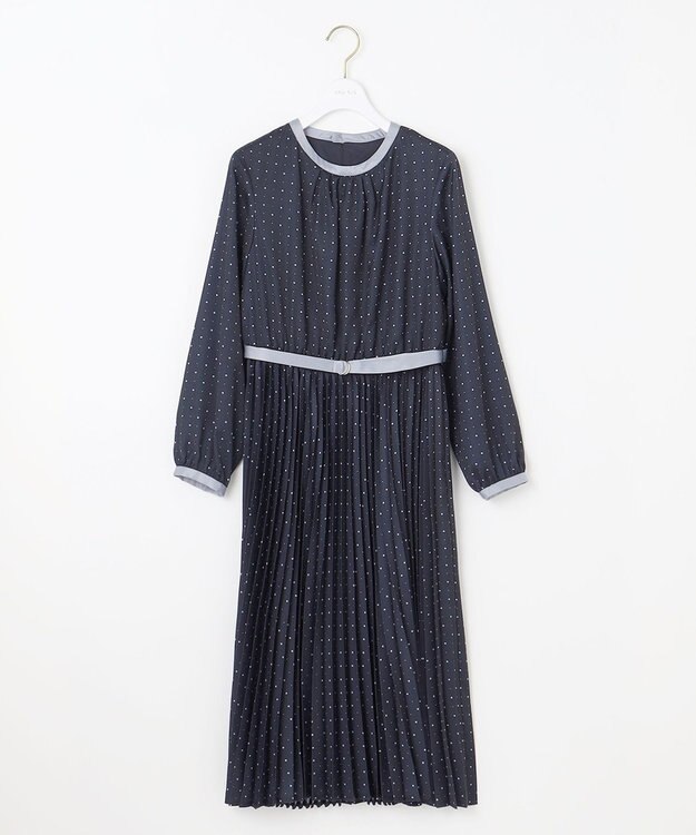 ANY SIS L 【2WAY】バイカラープリーツ ワンピース ネイビー系
