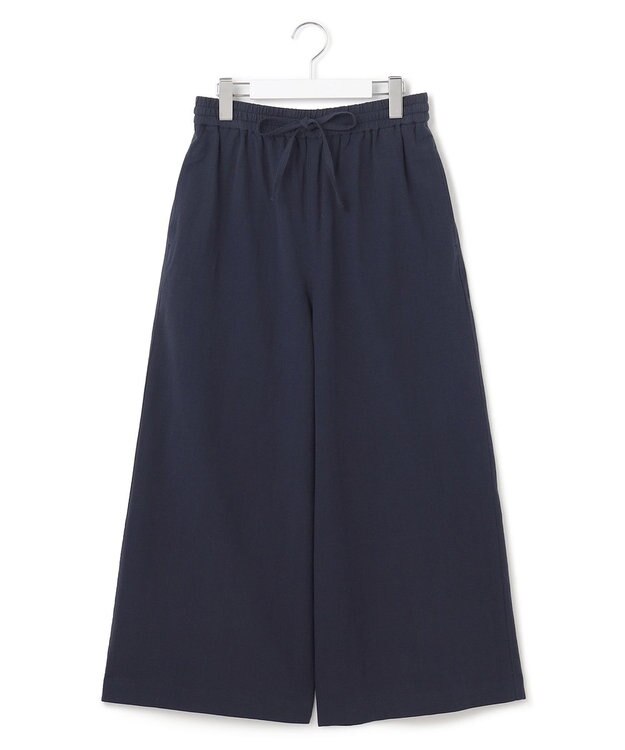 J.PRESS YORK STREET 【WOMEN】ワンウォッシュリネンコットン ワイドパンツ ネイビー系
