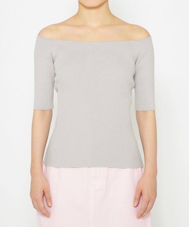 uncrave 【ご好評につき追加生産】ドライタッチ ニット オフショル トップス（uncrave WHITE） アイスグレー