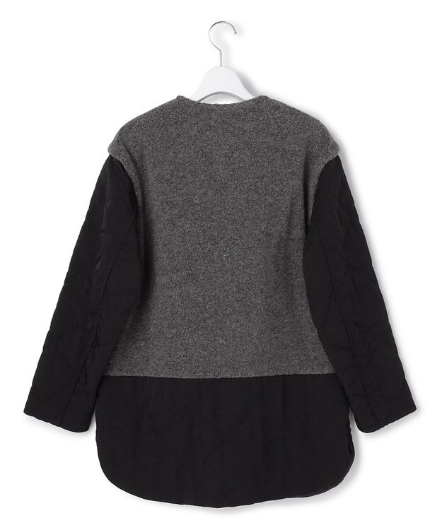 ICB L 【リバーシブル着用可能】 リバーシブルキルト ミドル丈コート チャコール×ブラック系