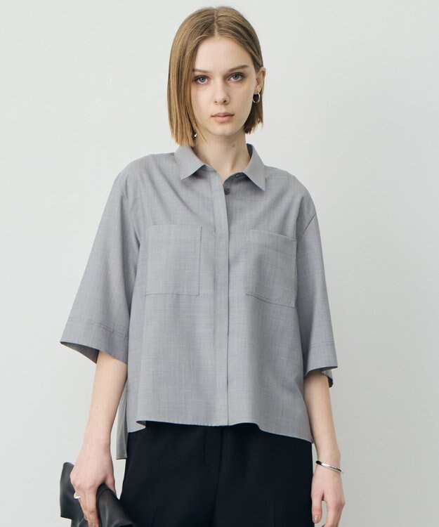 ICB L 【先行予約】ドライクールトロ 5分袖シャツ ライトグレー