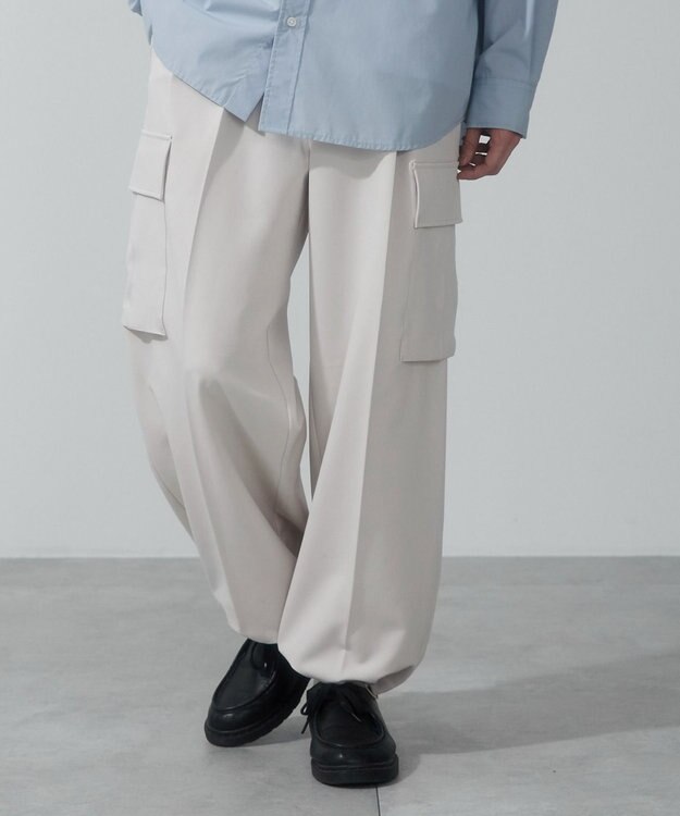 WEGO 【ウエストゴム】スーパーバギーカーゴスラックス ライトベージュ