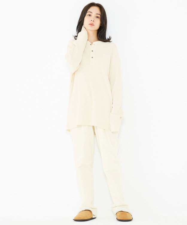 JOSEPH ABBOUD MOUNTAIN 【SPACE／UNISEX】OGコットンワッフル カットソー アイボリー系