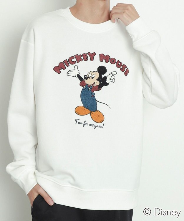 WEGO MICKEYサガラ刺繍スウェット オフホワイト
