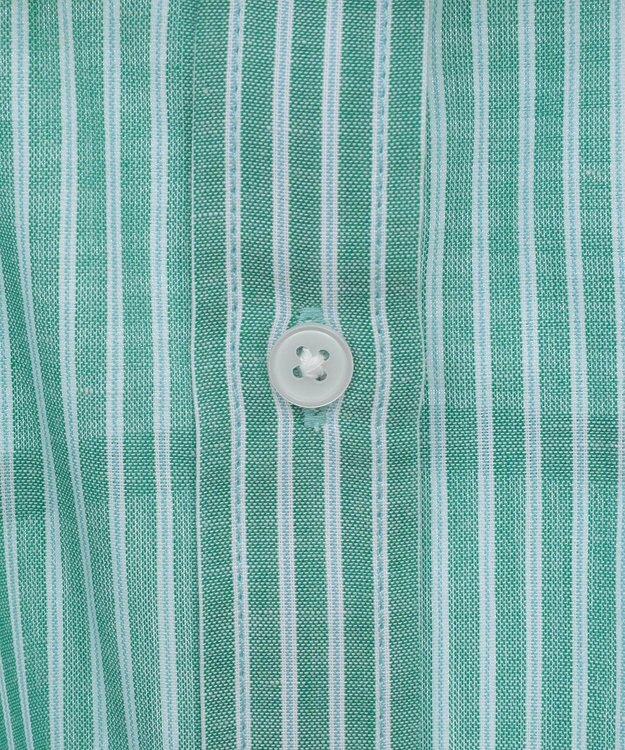 Green Parks 綿麻混レギュラーカラーＢＩＧシルエットシャツ Stripe Green