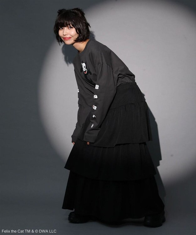 Green Parks ■ＦＥＬＩＸ　袖フェイスｐｔ　ロンＴＥＥ Charcoal Gray