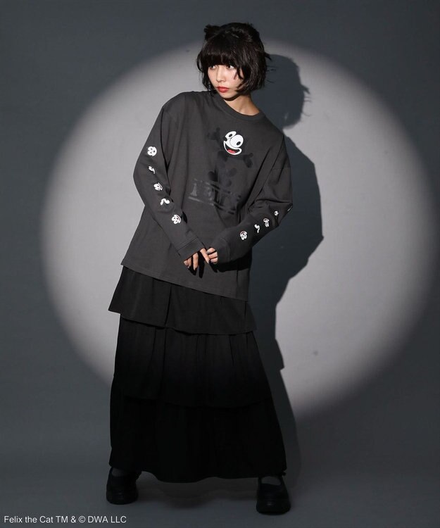 Green Parks ■ＦＥＬＩＸ　袖フェイスｐｔ　ロンＴＥＥ Charcoal Gray