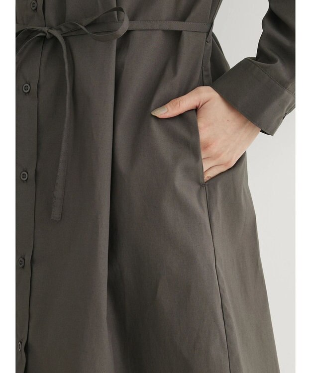 Green Parks ミドル丈シャツワンピースII Charcoal Gray