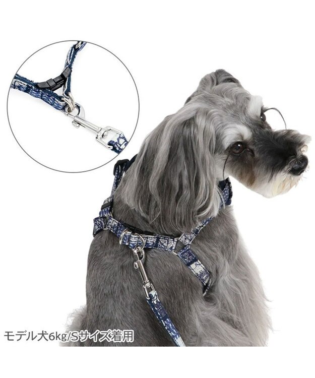 PET PARADISE J.PRESS ペイズリー ハーネス＆リード ３Ｓ 小型犬 ネイビー