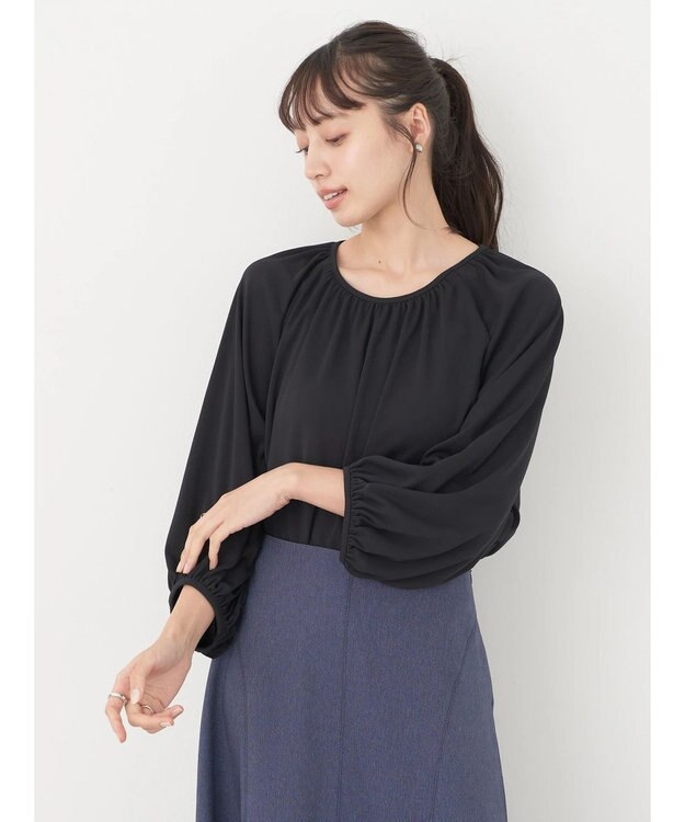 earth music&ecology パフスリーブカットソー Black