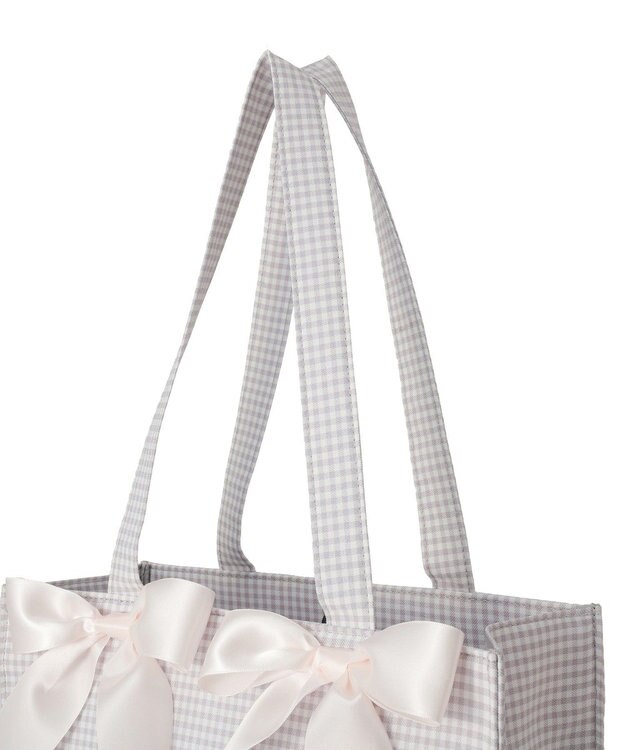 Maison de FLEUR ギンガムリボンスクエアトートバッグ Gray