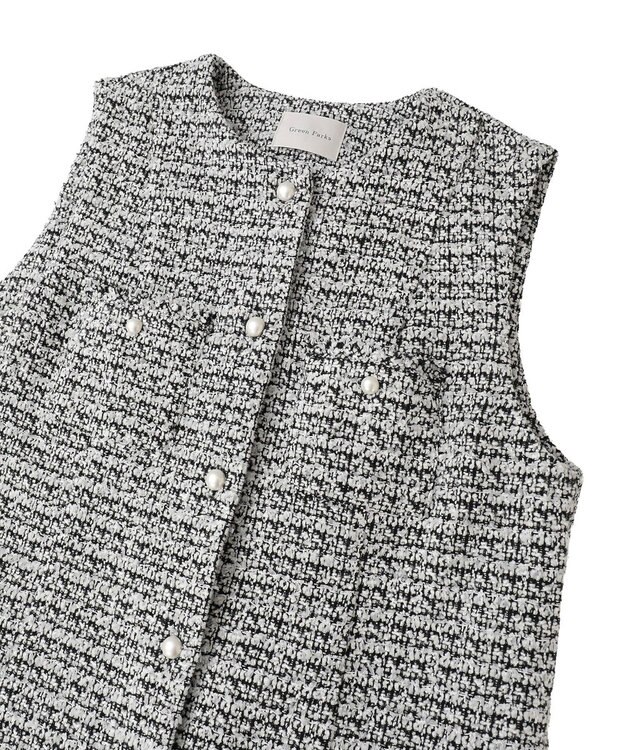 Green Parks Ｏ．ツィードペプラムベスト Black