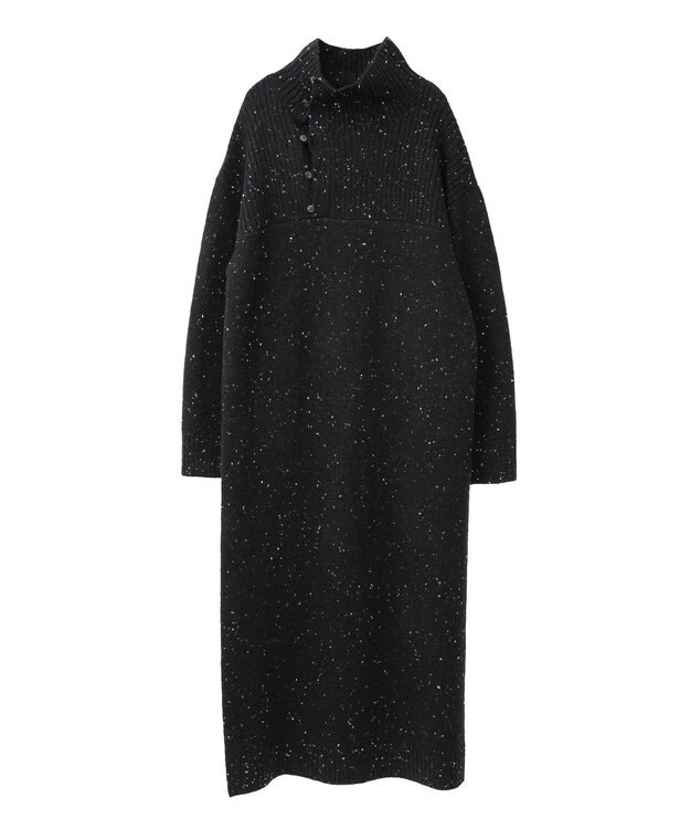 CRAFT STANDARD BOUTIQUE 洗える/ハイネックネップニットワンピース Black