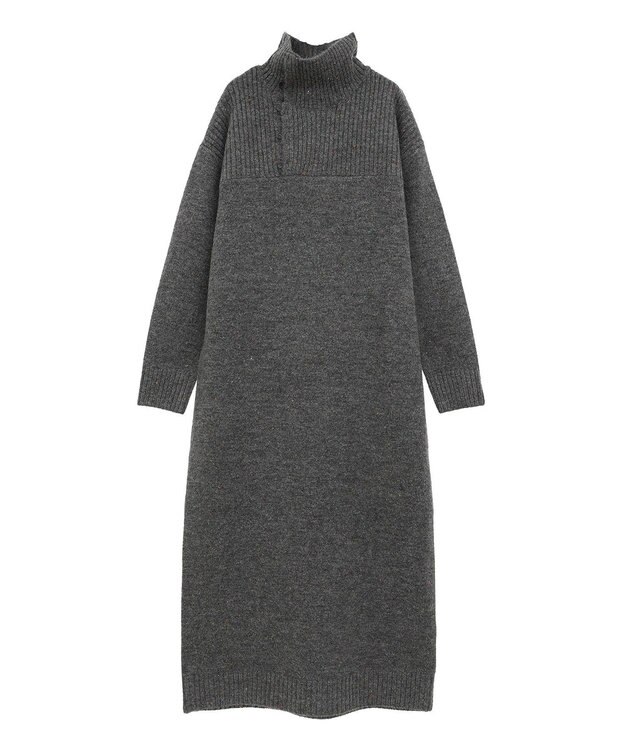 CRAFT STANDARD BOUTIQUE 洗える/ハイネックネップニットワンピース Charcoal Gray