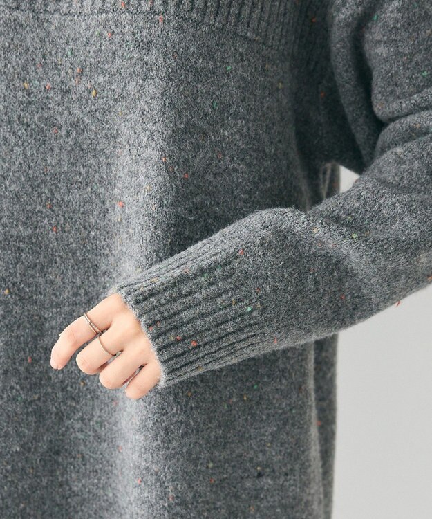 CRAFT STANDARD BOUTIQUE 洗える/ハイネックネップニットワンピース Charcoal Gray