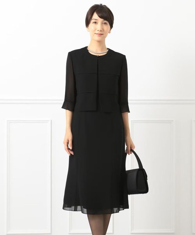 自由区 FORMAL 【人気NO.1 / 洗える】ボレロ風ワンピース ブラック系