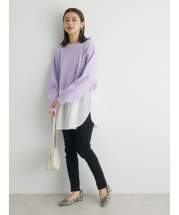 Green Parks リブニットドッキングチュニック Lavender