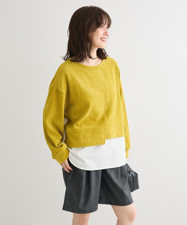 Green Parks カットコーデュロイドッキングプルオーバー Lime Green