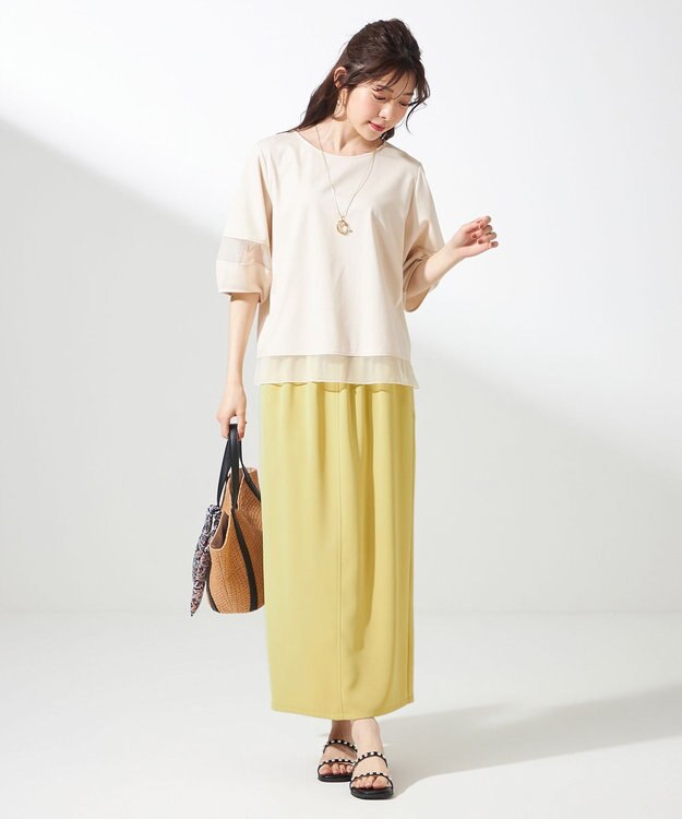 ANY SIS 【洗える】シアーコンビ プルオーバー アイボリー