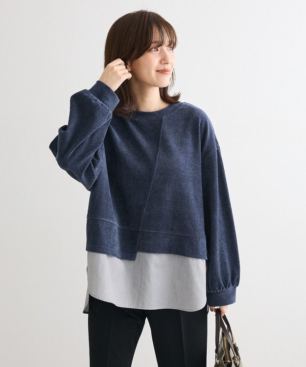 Green Parks カットコーデュロイドッキングプルオーバー Navy