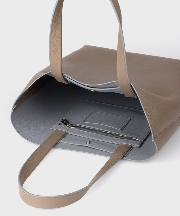 Paul Smith ダブルフェイスレザー トートバッグ グレイッシュベージュ