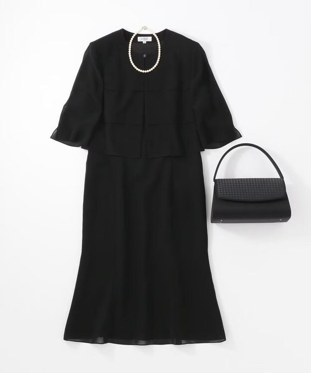 自由区 FORMAL 【人気NO.1 / 洗える】ボレロ風ワンピース ブラック系