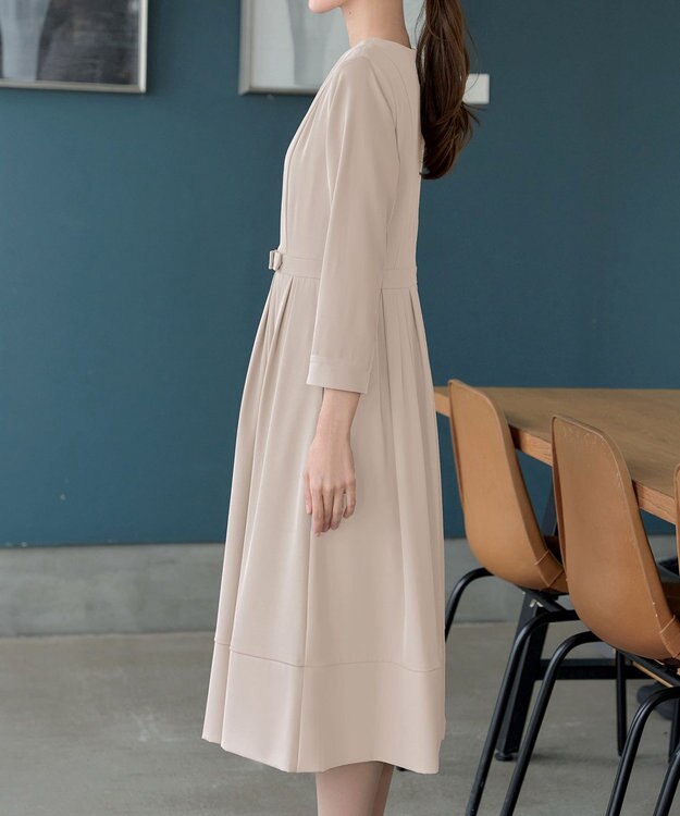 Tiaclasse L 【セレモニー・新色追加】リボンベルトフレアワンピース グレージュ