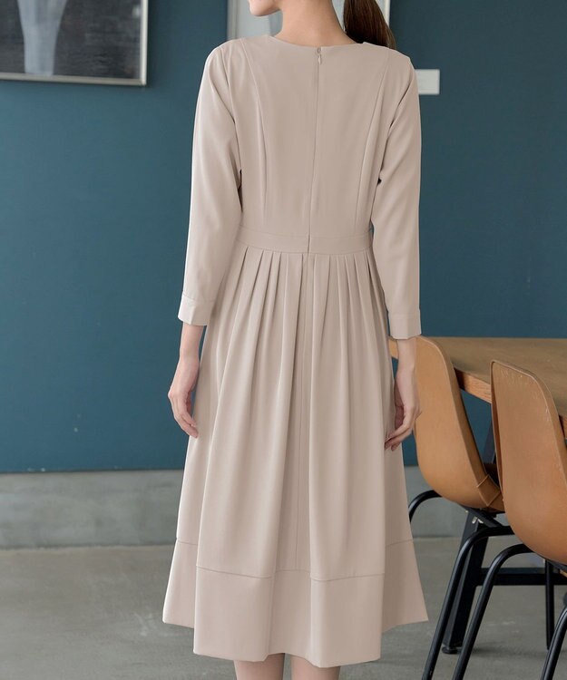 Tiaclasse L 【セレモニー・新色追加】リボンベルトフレアワンピース グレージュ