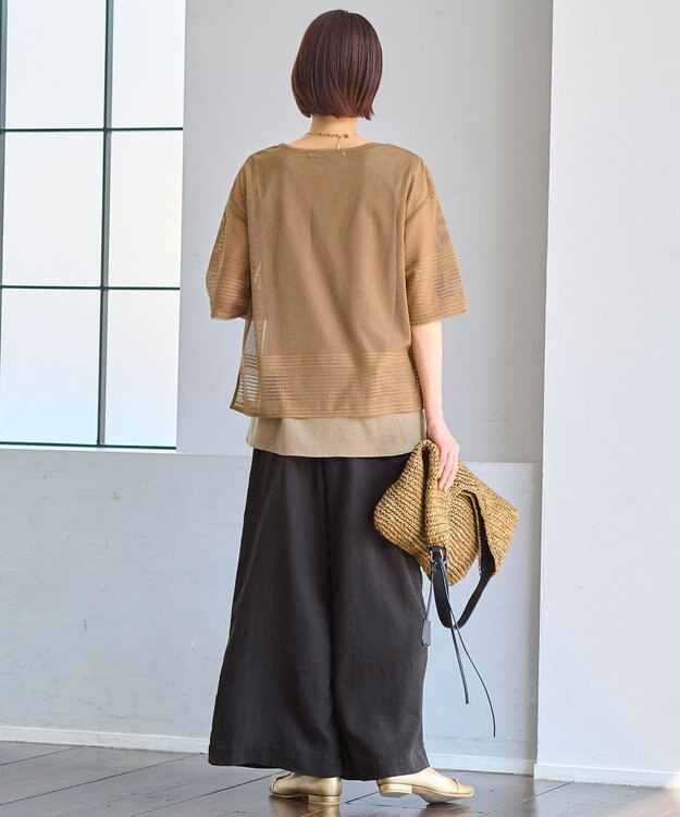 自由区 【洗える・XSサイズあり】テンセルリネンデニムワイド パンツ グレー系