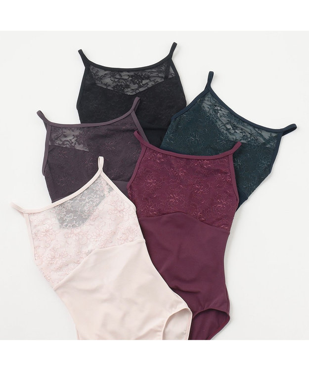 チャコット ピンクベージュ レースレオタード Mサイズ