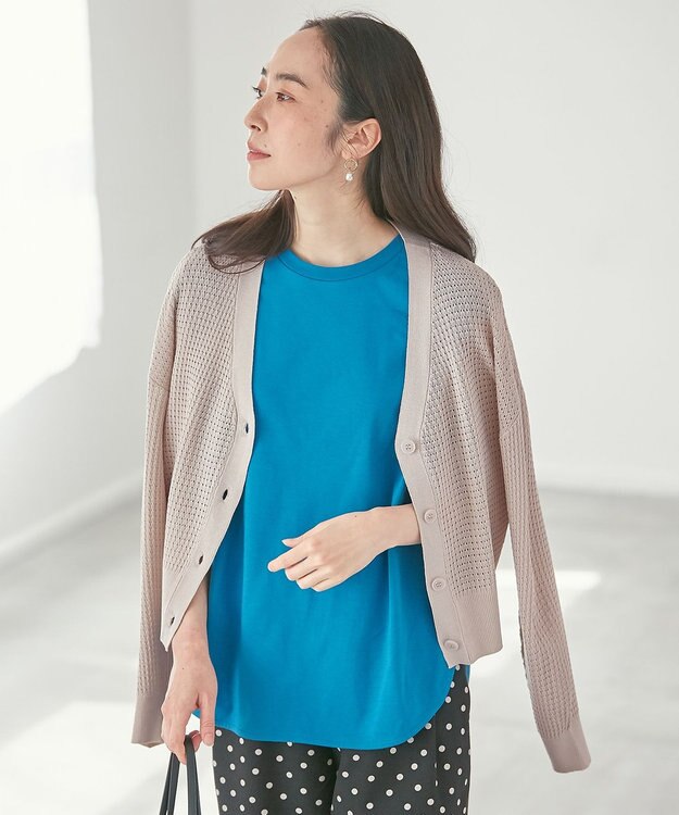 ANY 【洗濯機可】アイレットパターンカーデガン サンドベージュ