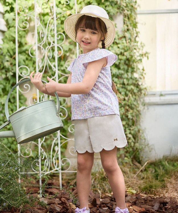 ANY KIDS 小花柄 プリント Tシャツ ラベンダー×花柄