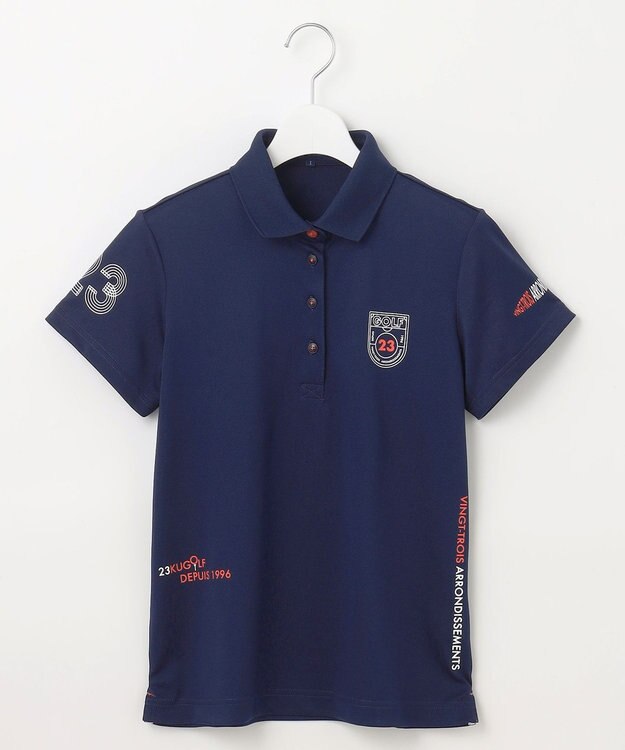 23区GOLF 【WOMEN】【吸水速乾/UVカット】グラフィカルポロシャツ ネイビー系