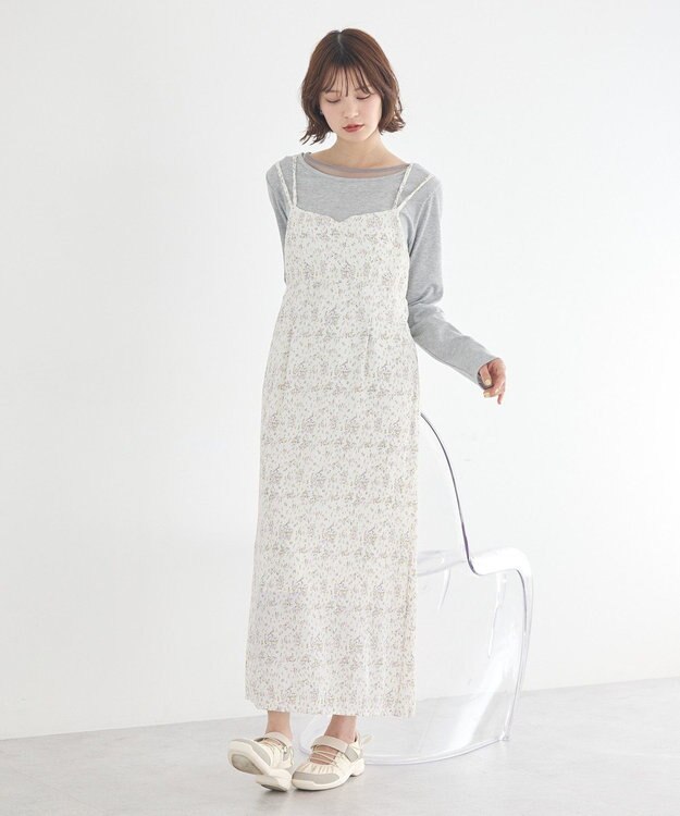 earth music&ecology フラワーバッククロスキャミワンピース Ivory