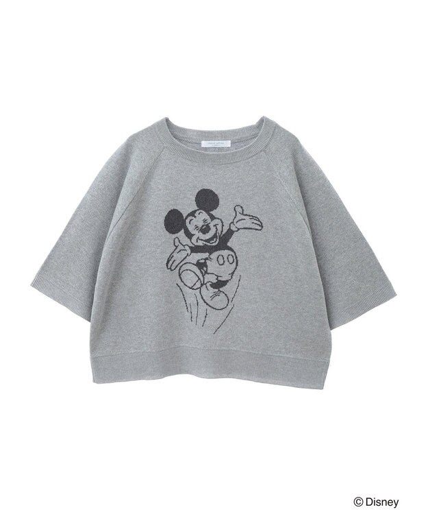 Green Parks ミッキーフレンド／五分袖ジャガードプルオーバー Gray Mixture