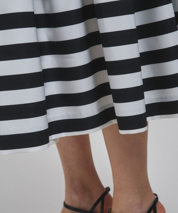 GRACE CONTINENTAL ボーダーコンビスカート ブラック