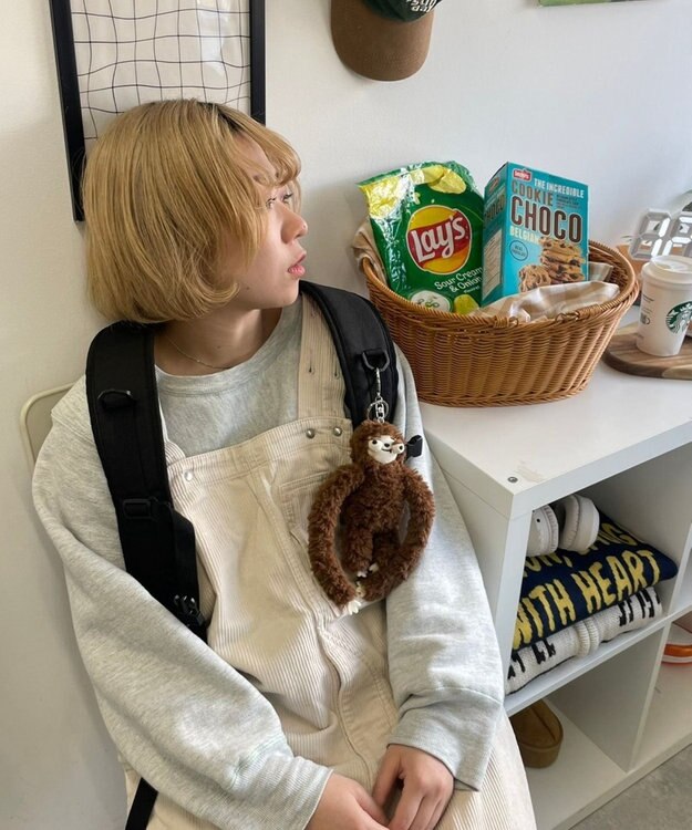 WEGO でかおめめなまけものぬいぐるみキーホルダー ブラウン