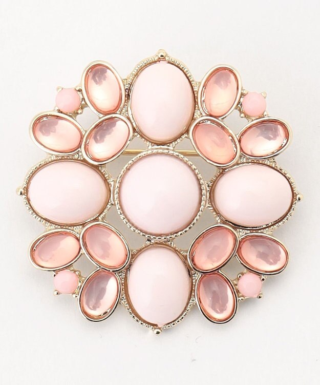 組曲 カラーオーバルブローチ ピンク系