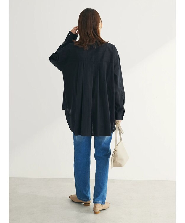 Green Parks カラミバンドカラーシャツ Black