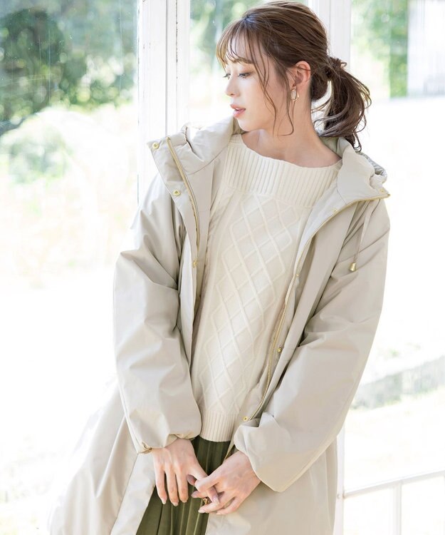 Tiaclasse L 【洗える】ケーブル編みドルマンニットトップス オフホワイト