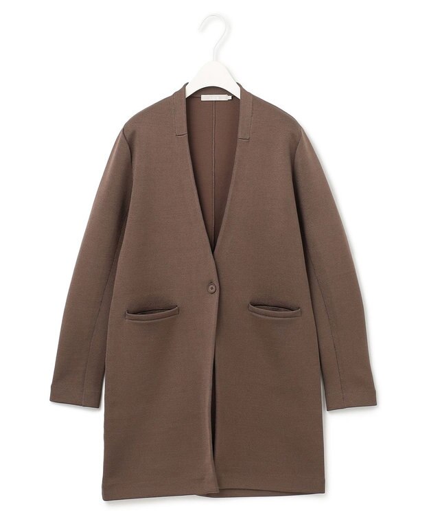 ICB 【洗える】シンセティックヤーンスムース ロングニットジャケット モカ系
