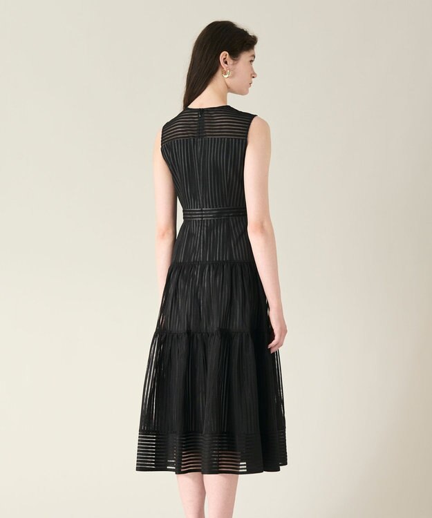 GRACE CONTINENTAL ストライプレースフレアドレス ブラック