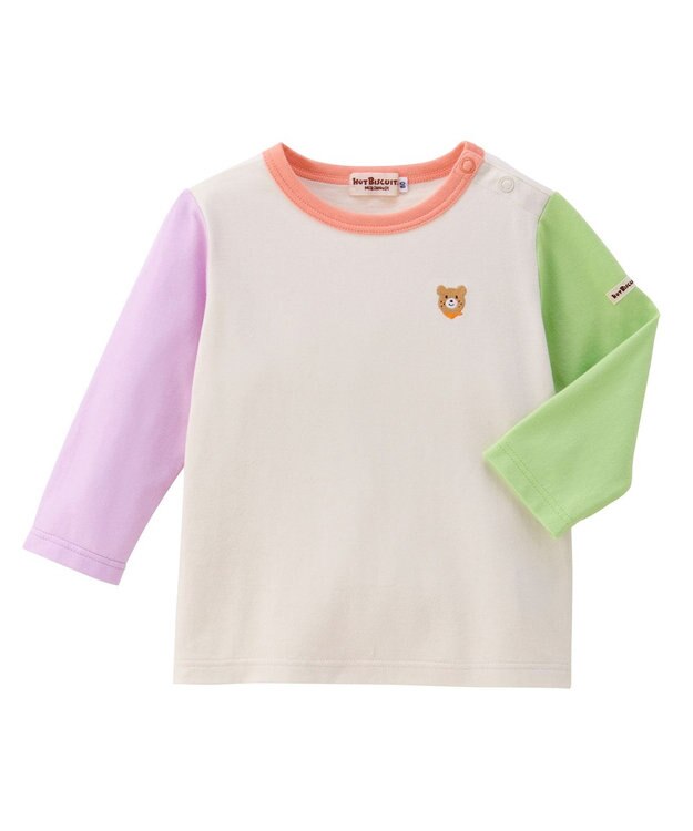 MIKI HOUSE HOT BISCUITS 【70-120cm】【Everyday Series】ワンポイント 長袖Tシャツ マルチカラー