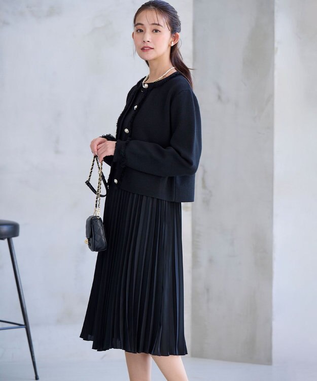 組曲 ビジューボタンニットジャケット ブラック系