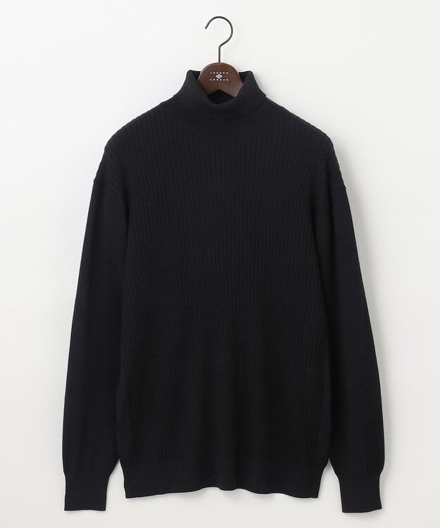 JOSEPH ABBOUD 【キングサイズ・チクチクしないタートルネック/イージーケア/3シーズン対応】 コンフォートタートルネックセーター ブラック系
