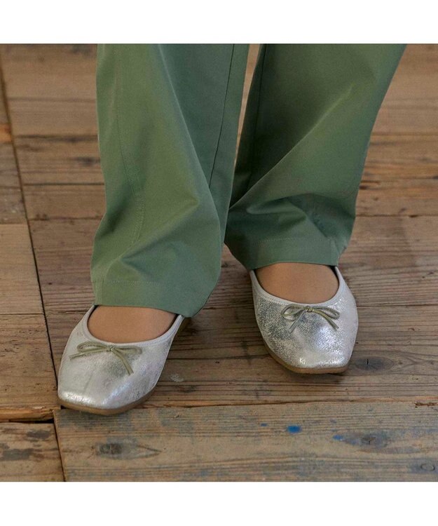 ing <ing>【WEB限定】スクエアトゥバレエシューズ シルバー